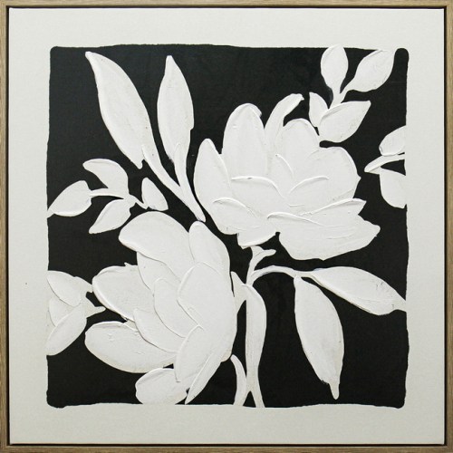 sh rainvow Black and white floral textured painting