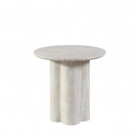 signorina side table 50cm Round travertine table with cylindrical base.