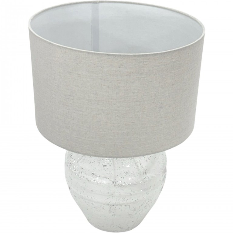 Grey lampshade with textured white base