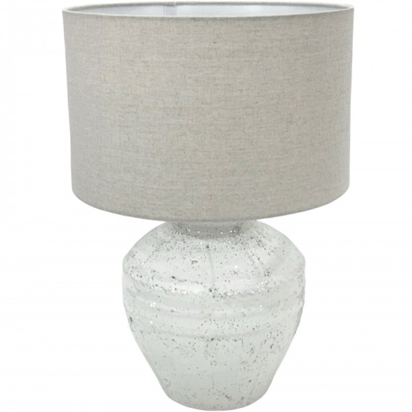 matin table lamp 47cm White ceramic lamp with grey shade
