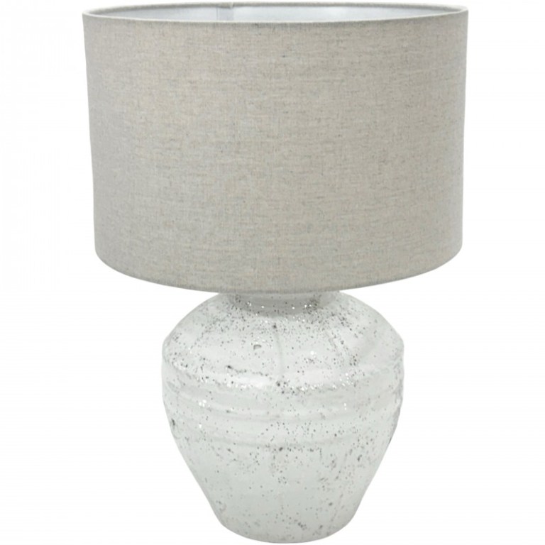 White ceramic lamp with grey shade