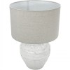 Grey table lamp with white speckled base.