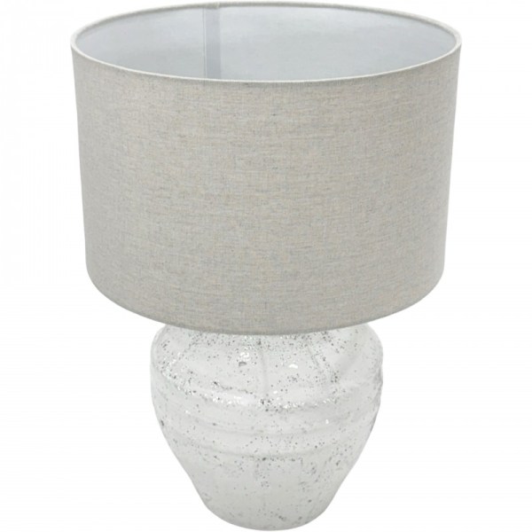 matin table lamp 47cm Grey table lamp with white speckled base.