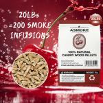 asmoke 100% natural cherry wood bbq smoker pellets (9kg / 20lbs) Cherry wood pellets for smoking, 100% natural, 9kg.