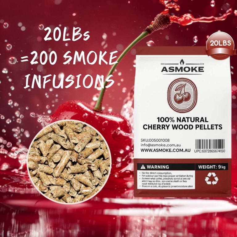 asmoke 100% natural cherry wood bbq smoker pellets (9kg / 20lbs) Cherry wood pellets for smoking, 100% natural, 9kg.