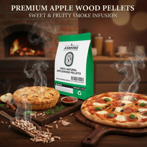 asmoke 100% natural apple wood bbq smoker pellets (2.27kg) premium fruit hardwood for chicken & pork Applewood pellets for smoking pizzas and pies.