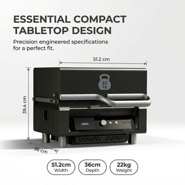 asmoke essential portable smart pellet grill & smoker + assorted flavors 20lbs (9kg) premium wood pellets (oak/cherry/apple)