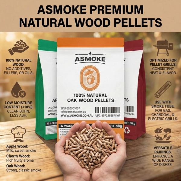asmoke essential portable smart pellet grill & smoker + assorted flavors 20lbs (9kg) premium wood pellets (oak/cherry/apple) asmoke essential portable smart pellet grill & smoker + assorted flavors 20lbs (9kg) premium wood pellets (oak/cherry/apple)