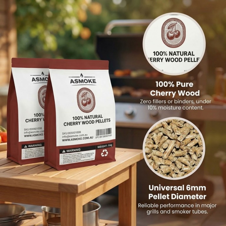 asmoke 100% natural cherry wood bbq smoker pellets (9kg / 20lbs) x2 asmoke 100% natural cherry wood bbq smoker pellets (9kg / 20lbs) x2
