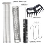 asmoke essential smart portable wood pellet grill & pitmaster accessory bundle includes 10x skewers, heavy duty meat claws, smoke tube & 20lb applewood pellets