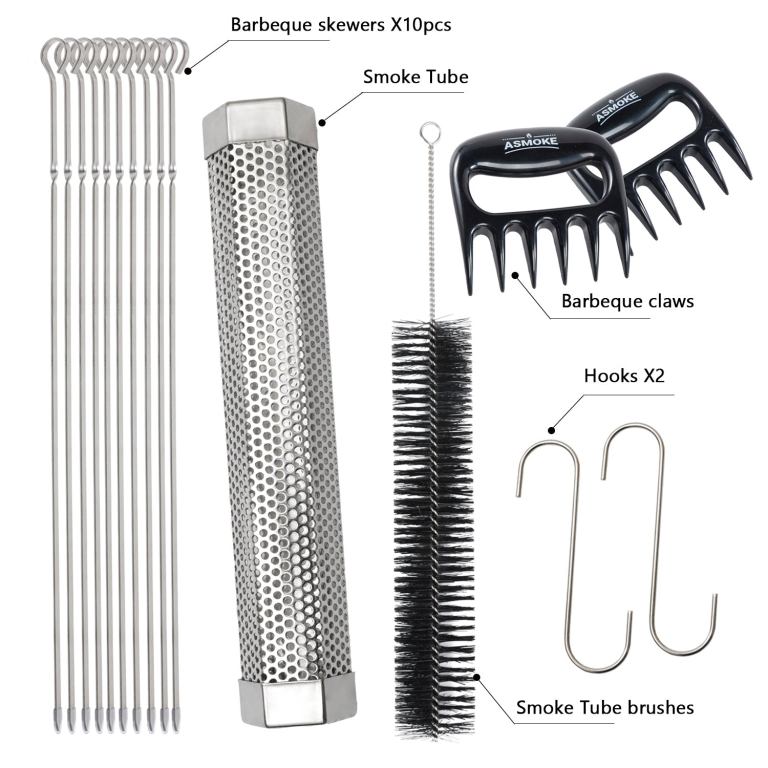 asmoke essential smart portable wood pellet grill & 3pc bbq tool set & 5lb applewood pellets