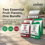 asmoke 20lbs (9kg) wood pellet sampler bundle 2 flavour variety pack (2x cherry, 2x apple) best for pork, ribs & poultry ASMOKE cherry and applewood pellets on patio.