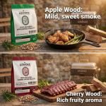 asmoke 20lbs (9kg) wood pellet sampler bundle 2 flavour variety pack (2x cherry, 2x apple) best for pork, ribs & poultry Apple and cherry wood pellets with smoked meats.