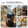 asmoke 4 piece premium wood pellet variety pack oak & apple (2x oak, 2x apple) Outdoor BBQ with wood pellet grill and food.