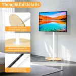 TV floor stand with steel frame and support pole.