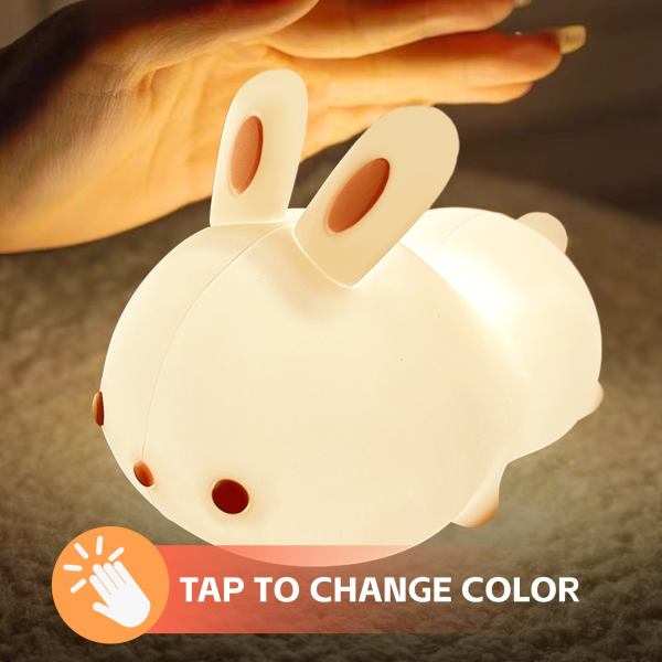 Rabbit lamp with tap-to-change colour feature.