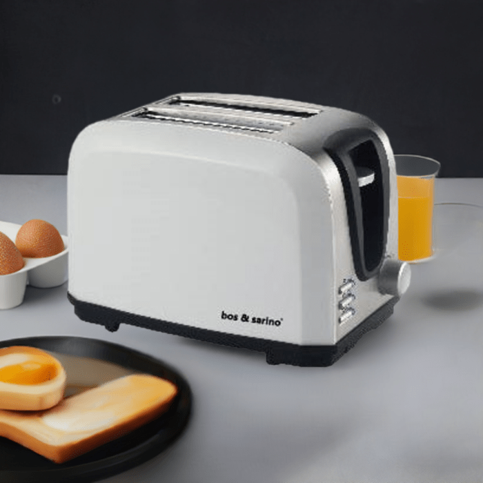 bos & sarino 2 slice white toaster