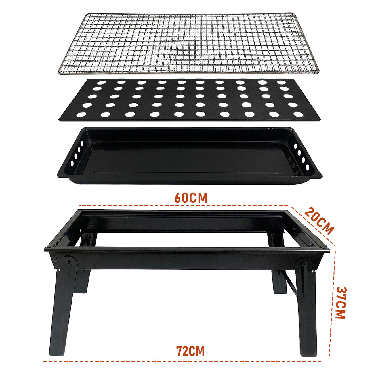 charcoal bbq grill folding portable camping barbecue grill lightweight for outdoor grillingcamping hiking picnics tailgating backpack party 60x22x37cm