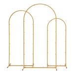 Golden metal backdrop frame with arches.