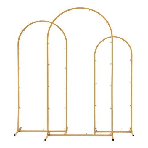 Golden metal backdrop frame with arches.