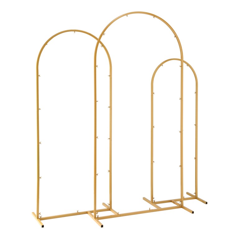 Three gold metal arch frames for decoration