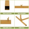Gold metal stand with adjustable screws and stable base.
