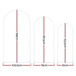 wedding arch backdrop stand set of 3 metal wedding arched frame white, easy to assemble, stable balloon arch standfor wedding, baby shower, party decoration Three white arch frames, varying heights and widths.