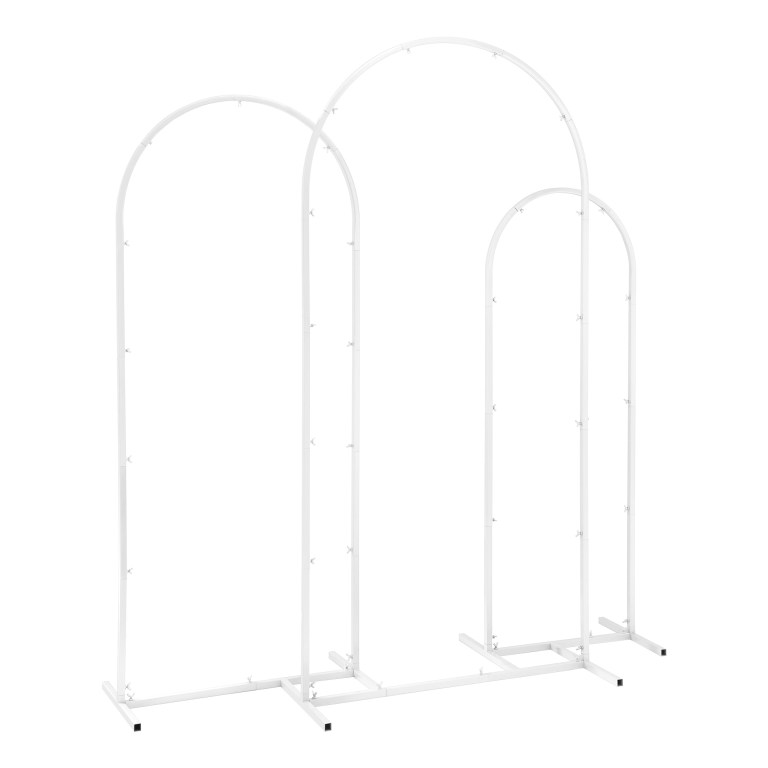 wedding arch backdrop stand set of 3 metal wedding arched frame white, easy to assemble, stable balloon arch standfor wedding, baby shower, party decoration White metal frame for balloon arch decoration.