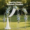 wedding arch backdrop stand set of 3 metal wedding arched frame white, easy to assemble, stable balloon arch standfor wedding, baby shower, party decoration Outdoor floral archway with green backdrop.