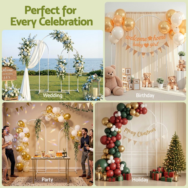 wedding arch backdrop stand set of 3 metal wedding arched frame white, easy to assemble, stable balloon arch standfor wedding, baby shower, party decoration Decorations for weddings, birthdays, parties, and holidays.
