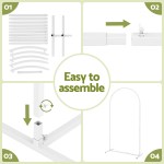 wedding arch backdrop stand set of 3 metal wedding arched frame white, easy to assemble, stable balloon arch standfor wedding, baby shower, party decoration Step-by-step guide for easy frame assembly.