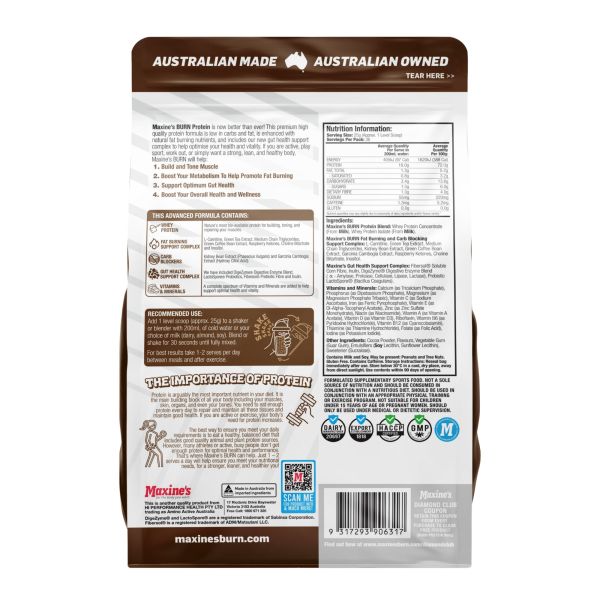 maxines burn protein choc fudge brownie 900g