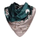 Teal and blush floral silk scarf