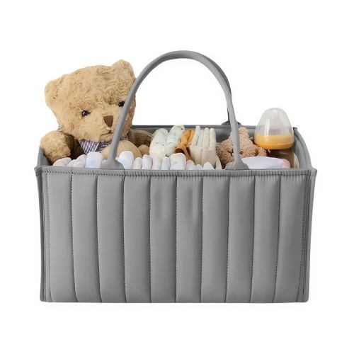 000 4128856a 1d8b 4e4d b4b5 8c375efc3c40.jpg Grey quilted baby nappy caddy with teddy bear