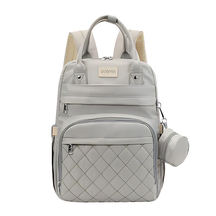 000 a8d492b1 707e 40ca 8e79 97a84376ecba.jpg Light grey quilted backpack with multiple compartments