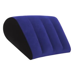 Blue contoured lumbar support wedge cushion