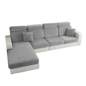 Grey L-shaped sectional sofa with chaise lounge