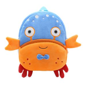Blue and orange fish-shaped plush backpack