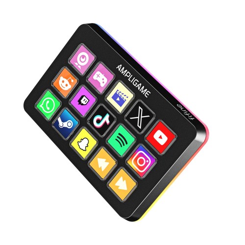 FIFINE D6 Mini Keyboard with 15 Customizable Macro Buttons, Trigger Actions via App， Custom Macros for OBS/Twitch/YouTube/VK
