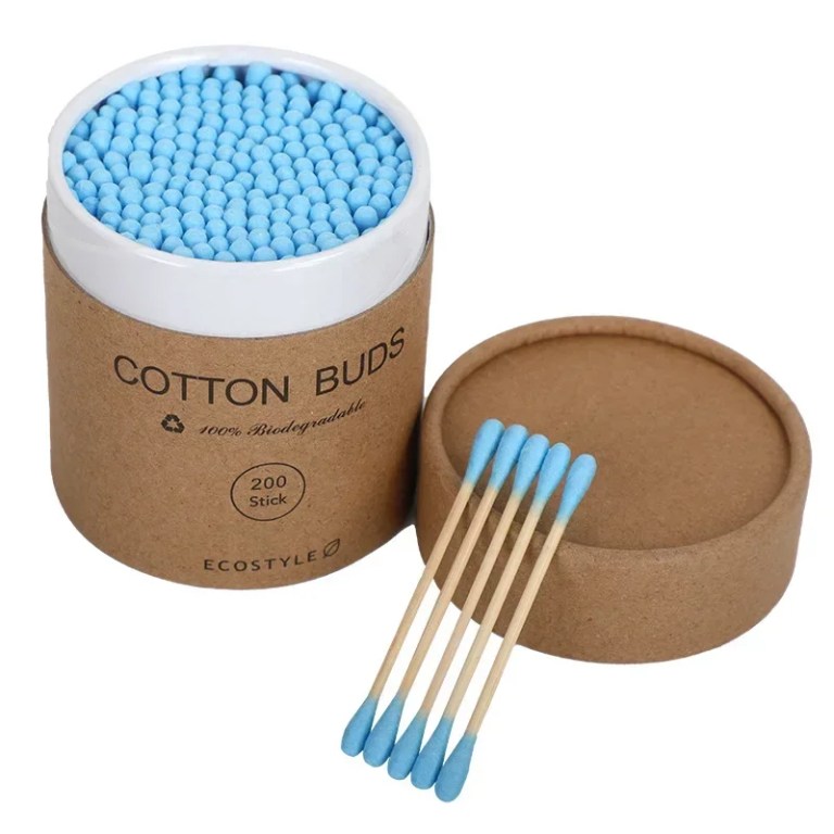 200Pcs Bamboo Cotton Swab Wood Sticks Soft Cotton Buds Cleaning of Ears Tampons Health Beauty Disposable Colored Cotton Swabs 4