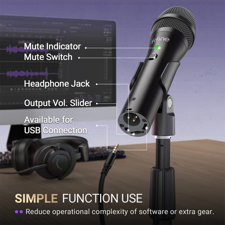 FIFINE USB/XLR Dynamic Microphone for Recording,Studio Handheld Mic with Desktop Stand for Vocal/Streaming/dubbing/Meeting-TANK2 3