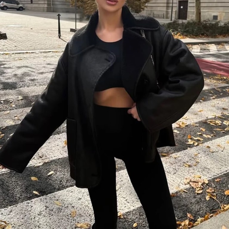 Winter Women's Black Faux Leather Jacket Warm Streetwear Outwear Solid Elegant Warmth 2026 PU Coat for Ladies Jackets Coat Tops 2