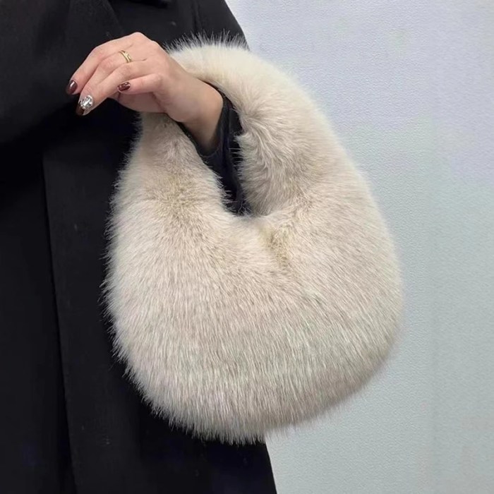 fashion soft plush half moon bags for women designer fluffy faux fur lady handbags luxury small tote female winter purses Fashion Soft Plush Half Moon Bags for Women Designer Fluffy Faux Fur Lady Handbags Luxury Small Tote Female Winter Purses
