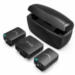 FIFINE M9 Wireless Lavalier Microphone,2 Pack Cordless Lapel Mic System for Vlog Recording,suit for iPhone/Android/Camera/Laptop