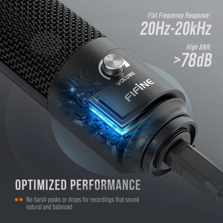 FIFINE USB Condenser Microphone for MAC OS/Windows,Metal Cardioid Laptop Mic for Recording,Voice Overs,Streaming,Meeting-K669B 2