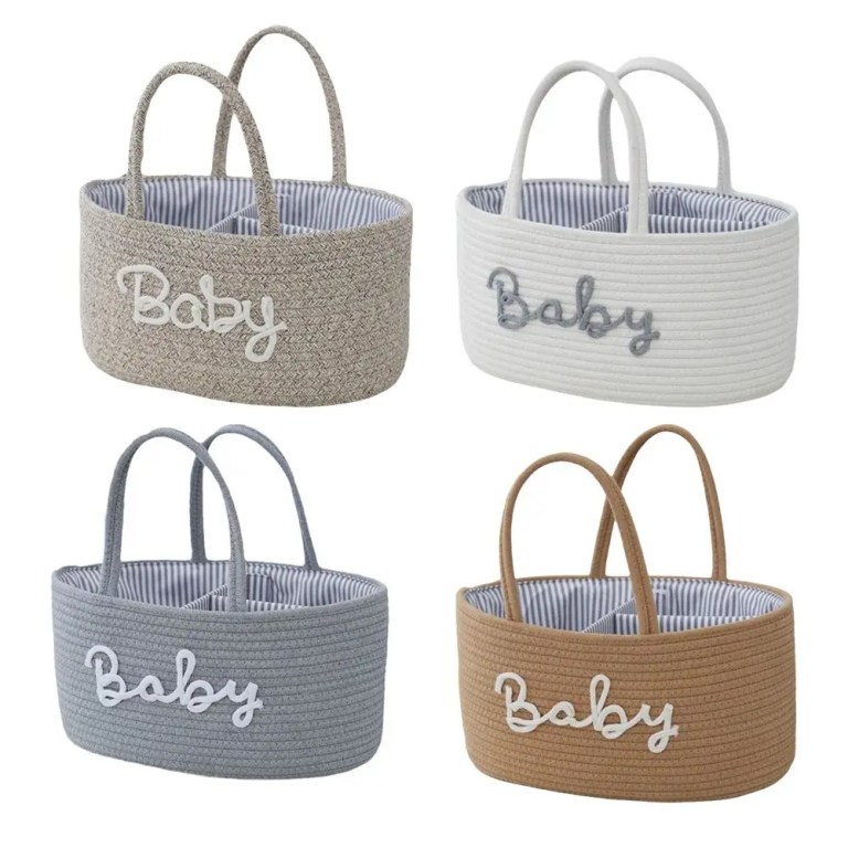 Large Capacity Baby Nappy Organiser Cotton Rope Portable Diaper Storage Bag Foldable Versatile Cosmetics Storage for Newborn 1