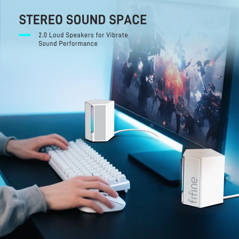 fifine rgb computer speakers with stereo sound for multiple devices,usb powered pc gaming speakers for ps5/tv/phone/tablet a20 FIFINE RGB Computer Speakers with Stereo Sound for Multiple Devices,USB Powered PC Gaming Speakers for PS5/TV/Phone/Tablet - A20 3