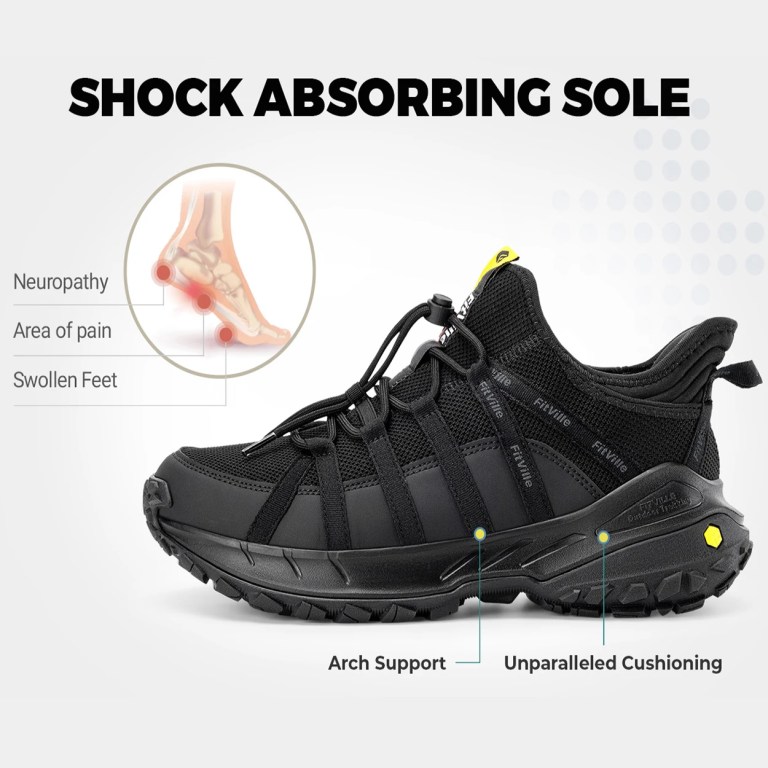 FitVille Wide Slip On Shoes For Men Walking Hiking Shoe Outdoor Trekking Loafer Arch Support Slip Resistant Wide Toe Box 3