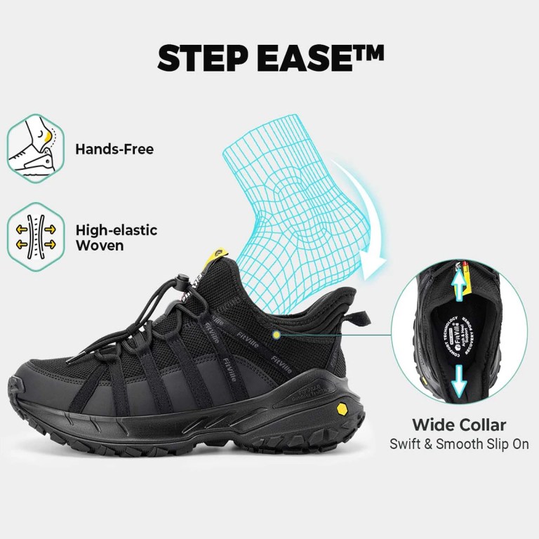 FitVille Wide Slip On Shoes For Men Walking Hiking Shoe Outdoor Trekking Loafer Arch Support Slip Resistant Wide Toe Box 5
