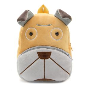 Dog-shaped plush backpack with zippered mouth
